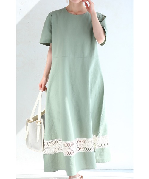 足元レースのペールカラーロングワンピース ワンピース Cawaii カワイイ のファッション通販 Zozotown