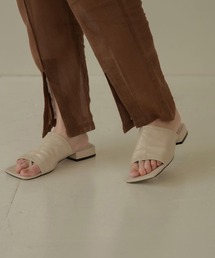 leather square flat mule