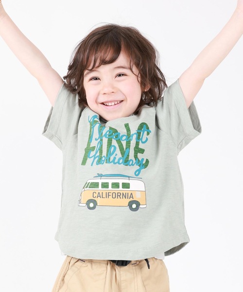 DILASH（ディラッシュ）の「サーフボード乗せ車Tシャツ（Tシャツ/カットソー・キッズ・ミント/キャメル・110/120/100/130/140/80）」の2枚目の写真