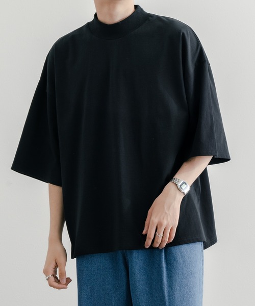 epnok（エプノック）の「ベーシックルーズモックネックTee（Tシャツ/カットソー・メンズ・ブラック/グレイッシュブルー/オフホワイト・LARGE/SMALL/MEDIUM）」の3枚目の写真