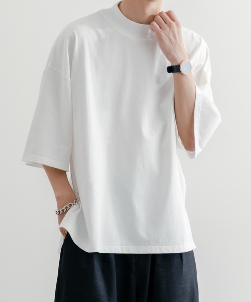 epnok（エプノック）の「ベーシックルーズモックネックTee（Tシャツ/カットソー・メンズ・ブラック/グレイッシュブルー/オフホワイト・LARGE/SMALL/MEDIUM）」の15枚目の写真