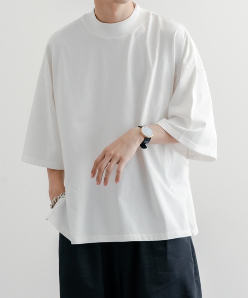 epnok（エプノック）の「ベーシックルーズモックネックTee（Tシャツ/カットソー・メンズ・ブラック/グレイッシュブルー/オフホワイト・LARGE/SMALL/MEDIUM）」の16枚目の写真