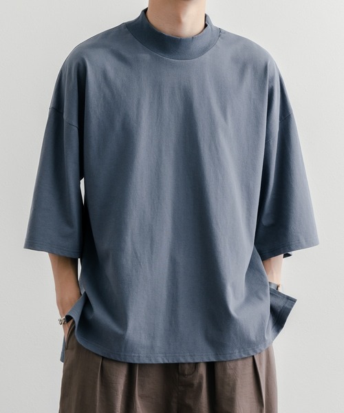 epnok（エプノック）の「ベーシックルーズモックネックTee（Tシャツ/カットソー・メンズ・ブラック/グレイッシュブルー/オフホワイト・LARGE/SMALL/MEDIUM）」の4枚目の写真