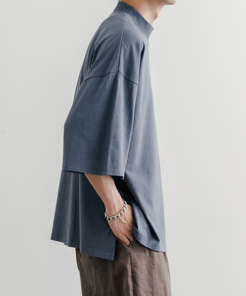 epnok（エプノック）の「ベーシックルーズモックネックTee（Tシャツ/カットソー・メンズ・ブラック/グレイッシュブルー/オフホワイト・LARGE/SMALL/MEDIUM）」の5枚目の写真