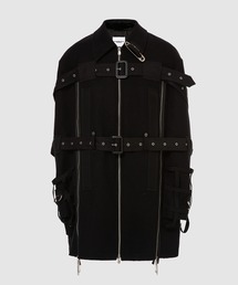 TAKAHIROMIYASHITATheSoloIst. | music staff strapped soutein collar zip front coat.(ステンカラーコート)