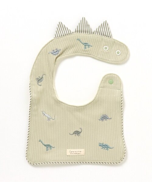 apres les cours（アプレレクール）の「きょうりゅう刺繍スクエアスタイ（スタイ/よだれかけ・キッズ・ベージュ/ミント・90）」の2枚目の写真