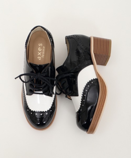 axes femme（アクシーズファム）の「バイカラーオックスフォード（ドレスシューズ・レディース・ブラック/ワイン・MEDIUM/LARGE）」の20枚目の写真