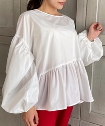 moment+ | 【2021A/W New Arrival】T/Cブロードアシンメトリーペプラムブラウス(シャツ/ブラウス)