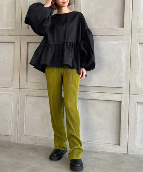 moment+（モーメントプラス）の「【2021A/W New Arrival】T/Cブロードアシンメトリーペプラムブラウス（シャツ/ブラウス・レディース・ブラック/ベージュ/オフホワイト・M/L）」の20枚目の写真