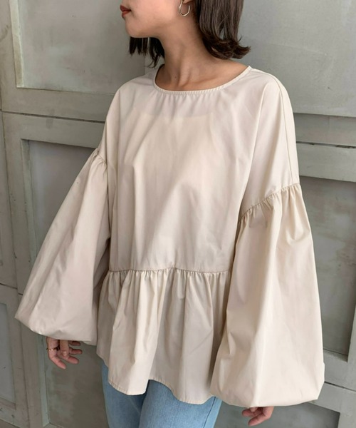 moment+（モーメントプラス）の「【2021A/W New Arrival】T/Cブロードアシンメトリーペプラムブラウス（シャツ/ブラウス・レディース・ブラック/ベージュ/オフホワイト・M/L）」の11枚目の写真