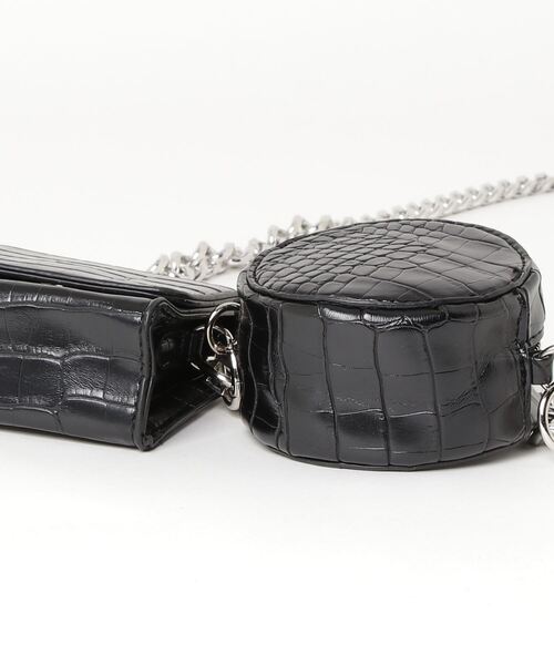 Figments（フィグメンツ）の「クロコ柄チェーンダブルポーチ（ショルダーバッグ・レディース・ブラック・FREE）」の14枚目の写真