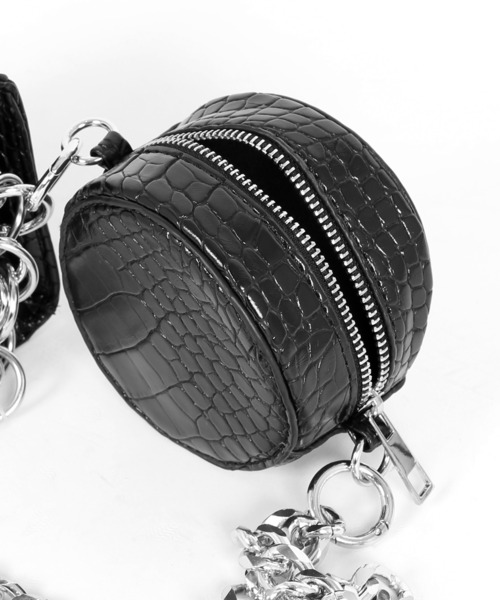Figments（フィグメンツ）の「クロコ柄チェーンダブルポーチ（ショルダーバッグ・レディース・ブラック・FREE）」の11枚目の写真