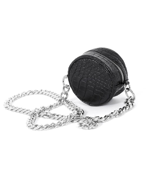 Figments（フィグメンツ）の「クロコ柄チェーンダブルポーチ（ショルダーバッグ・レディース・ブラック・FREE）」の5枚目の写真