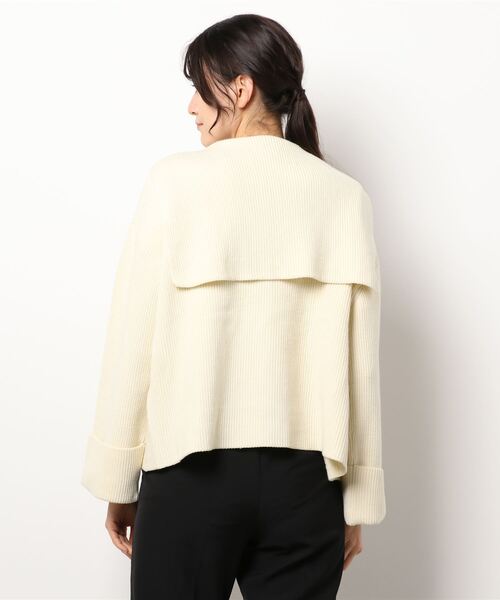 RIVE DROITE（リヴドロワ）の「トレンドライクな着こなしが叶う　片畦セーラージップカーディガン（カーディガン/ボレロ・レディース・オフホワイト/ブラック・FREE）」の3枚目の写真