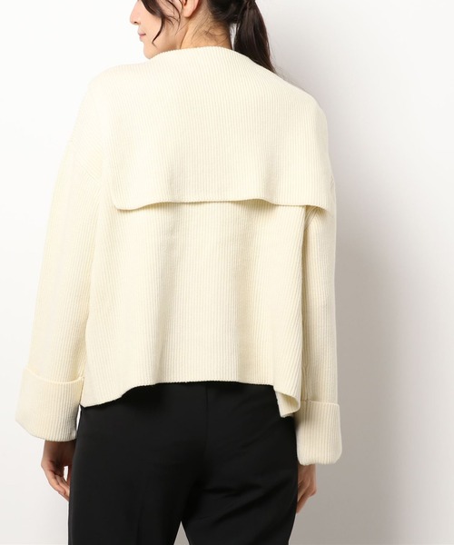 RIVE DROITE（リヴドロワ）の「トレンドライクな着こなしが叶う　片畦セーラージップカーディガン（カーディガン/ボレロ・レディース・オフホワイト/ブラック・FREE）」の6枚目の写真