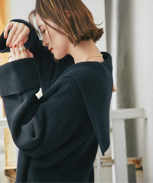 RIVE DROITE（リヴドロワ）の「トレンドライクな着こなしが叶う　片畦セーラージップカーディガン（カーディガン/ボレロ・レディース・オフホワイト/ブラック・FREE）」の20枚目の写真