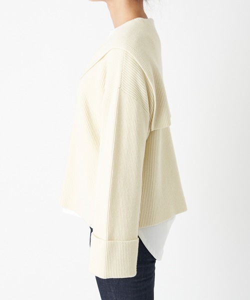 RIVE DROITE（リヴドロワ）の「トレンドライクな着こなしが叶う　片畦セーラージップカーディガン（カーディガン/ボレロ・レディース・オフホワイト/ブラック・FREE）」の12枚目の写真