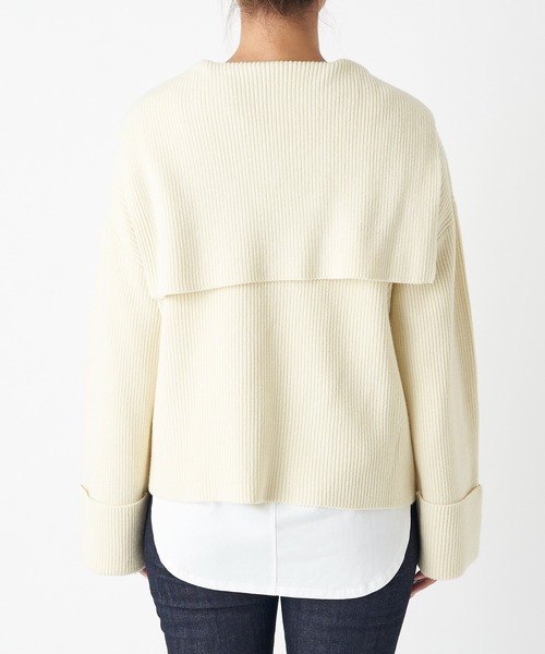 RIVE DROITE（リヴドロワ）の「トレンドライクな着こなしが叶う　片畦セーラージップカーディガン（カーディガン/ボレロ・レディース・オフホワイト/ブラック・FREE）」の11枚目の写真