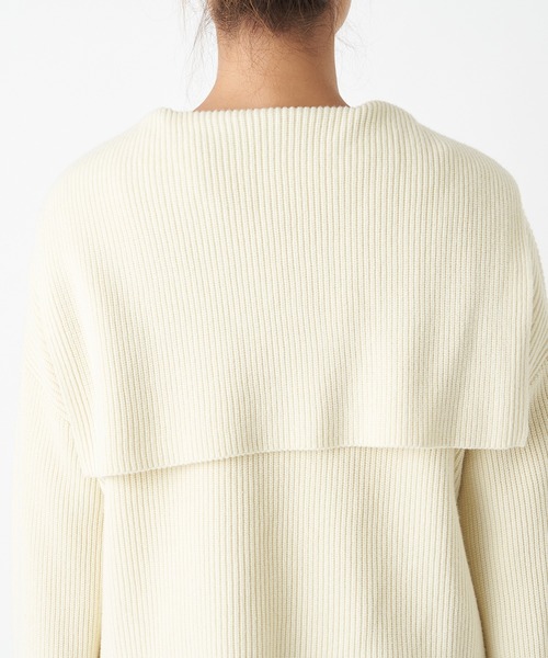 RIVE DROITE（リヴドロワ）の「トレンドライクな着こなしが叶う　片畦セーラージップカーディガン（カーディガン/ボレロ・レディース・オフホワイト/ブラック・FREE）」の10枚目の写真