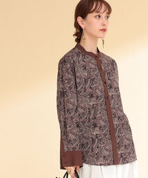 Ray BEAMS | Ray BEAMS / ペイズリー プリント バンドカラー シャツ(シャツ/ブラウス)