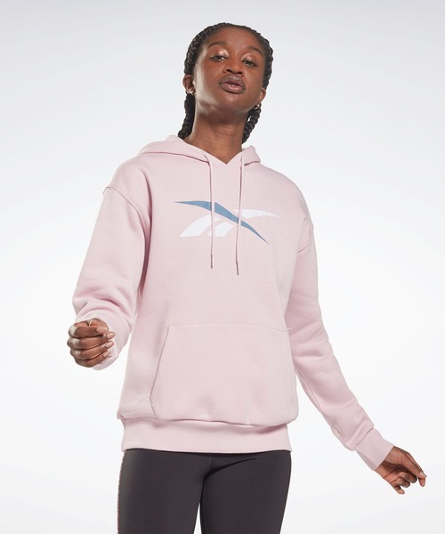 Reebok(リーボック)の「トレーニング エッセンシャルズ ベクター フーディー / Training Essentials Vector Hoodie(パーカー・レディース・ライトピンク/ライトブルー・X-SMALL/X-LARGE/MEDIUM)」の2枚目の写真