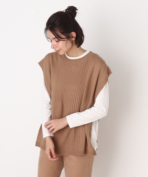 DRESKIP（ドレスキップ）の「◆【2点セット】前後2WAYニットベスト×ロンT（その他トップス・レディース・ブラック/ダークブラウン/サンドベージュ・02/03/04）」の3枚目の写真