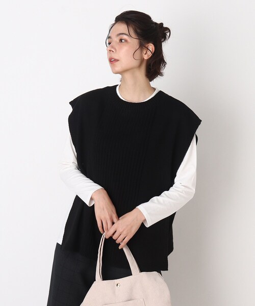 DRESKIP（ドレスキップ）の「◆【2点セット】前後2WAYニットベスト×ロンT（その他トップス・レディース・ブラック/ダークブラウン/サンドベージュ・02/03/04）」の2枚目の写真