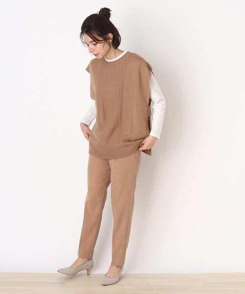 DRESKIP（ドレスキップ）の「◆【2点セット】前後2WAYニットベスト×ロンT（その他トップス・レディース・ブラック/ダークブラウン/サンドベージュ・02/03/04）」の5枚目の写真