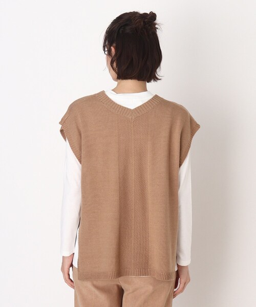 DRESKIP（ドレスキップ）の「◆【2点セット】前後2WAYニットベスト×ロンT（その他トップス・レディース・ブラック/ダークブラウン/サンドベージュ・02/03/04）」の4枚目の写真