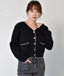 ems excite | 配色ショート柄カーデ(カーディガン/ボレロ)