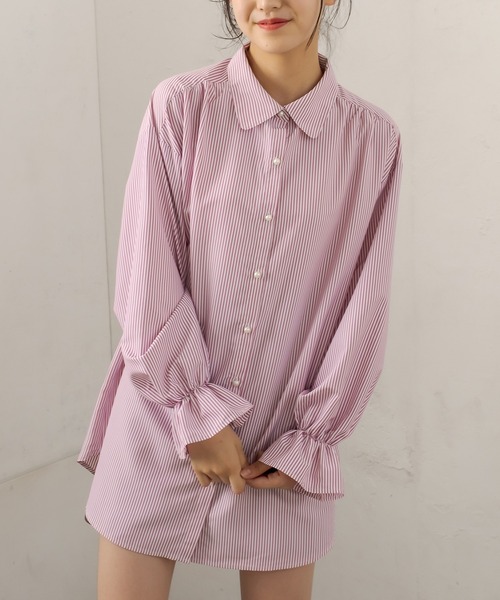 OLIVE des OLIVE（オリーブデオリーブ）の「ゆったりキャンディ袖シャツ（シャツ/ブラウス・レディース・ライトグレー/ベージュ/オフホワイト/ピンク/ホワイト/ネイビー・FREE）」の21枚目の写真