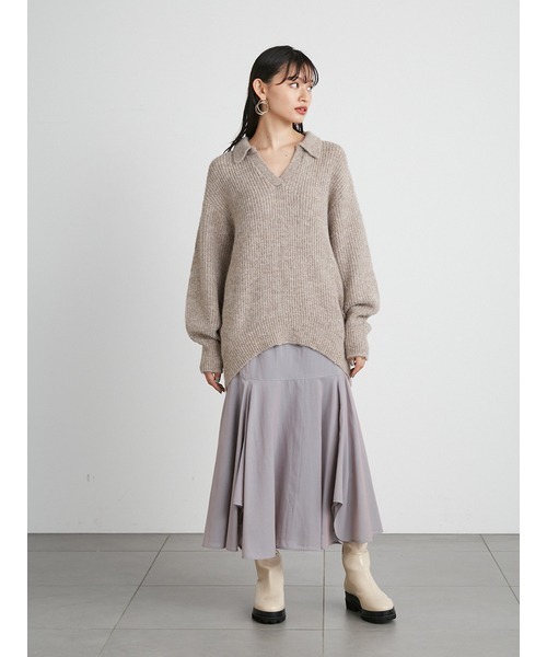 LILY BROWN（リリーブラウン）の「衿付ニットコンビセットワンピース  