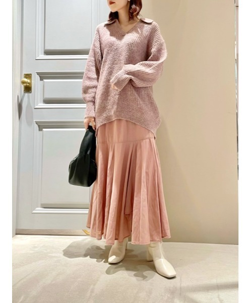 LILY BROWN（リリーブラウン）の「衿付ニットコンビセットワンピース  