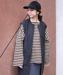 SLOBE IENA | 【LE MINOR/ルミノア】SLOBE別注ビッグボーダーカットソー◆【洗濯機洗い可】(Tシャツ/カットソー)