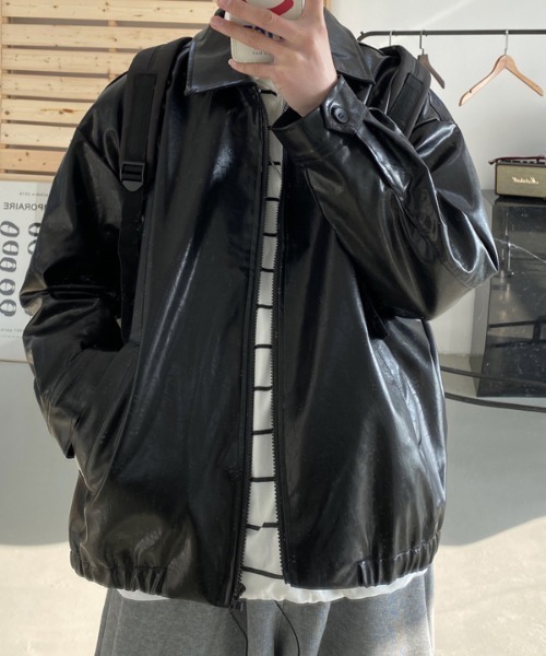 KOR(ケーオーアール)の「オーバーサイズ フェイクレザーブルゾン(ブルゾン・メンズ・ブラウン/ブラック・M/XL/L)」の16枚目の写真