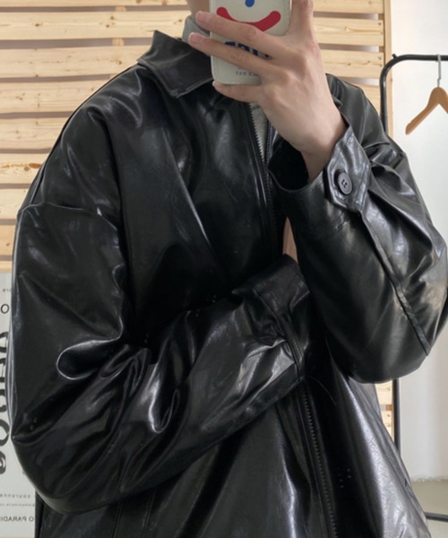 KOR(ケーオーアール)の「オーバーサイズ フェイクレザーブルゾン(ブルゾン・メンズ・ブラウン/ブラック・M/XL/L)」の19枚目の写真