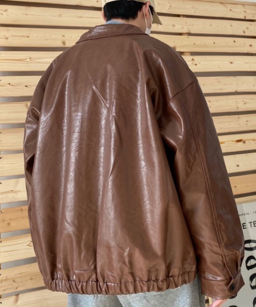 KOR(ケーオーアール)の「オーバーサイズ フェイクレザーブルゾン(ブルゾン・メンズ・ブラウン/ブラック・M/XL/L)」の11枚目の写真