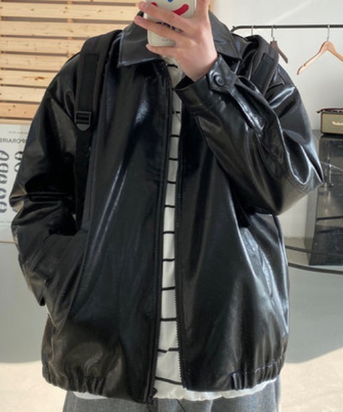 KOR(ケーオーアール)の「オーバーサイズ フェイクレザーブルゾン(ブルゾン・メンズ・ブラウン/ブラック・M/XL/L)」の7枚目の写真
