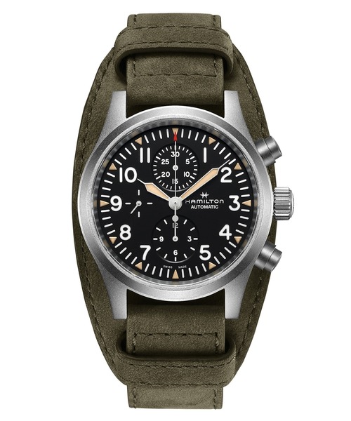 HAMILTON [ハミルトン] 腕時計 Khaki Field （カーキ フィールド） Auto Chrono オートクロノ 自動巻き 44MM ブラック×グリーン（アナログ腕時計）｜HAMILTON（ハミルトン）