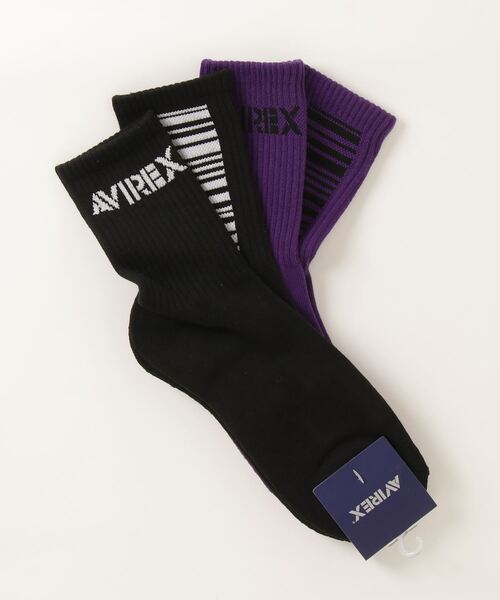 AVIREX（アヴィレックス）の「バーコード リブ ソックス / BARCODE RIB SOCKS /アヴィレックス / AVIREX（ソックス/靴下・メンズ・オレンジ/パープル・FREE）」の3枚目の写真