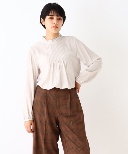 DRESKIP（ドレスキップ）の「◆チビハイフリルピンタック長袖ブラウス（シャツ/ブラウス・レディース・ライトブルー/ブラック/ナチュラル/ピンク系・02/03）」の3枚目の写真