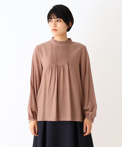 DRESKIP（ドレスキップ）の「◆チビハイフリルピンタック長袖ブラウス（シャツ/ブラウス・レディース・ライトブルー/ブラック/ナチュラル/ピンク系・02/03）」の5枚目の写真