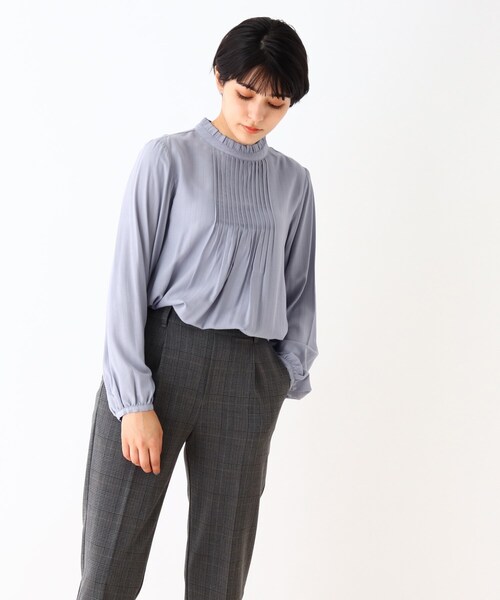 DRESKIP（ドレスキップ）の「◆チビハイフリルピンタック長袖ブラウス（シャツ/ブラウス・レディース・ライトブルー/ブラック/ナチュラル/ピンク系・02/03）」の7枚目の写真