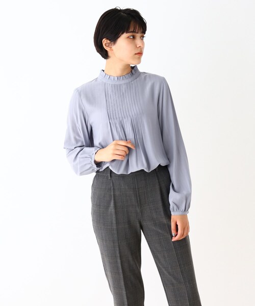 DRESKIP（ドレスキップ）の「◆チビハイフリルピンタック長袖ブラウス（シャツ/ブラウス・レディース・ライトブルー/ブラック/ナチュラル/ピンク系・02/03）」の8枚目の写真