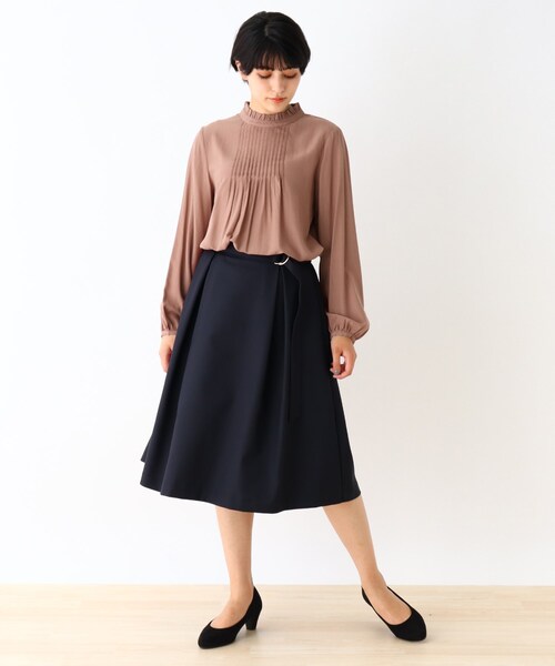 DRESKIP（ドレスキップ）の「◆チビハイフリルピンタック長袖ブラウス（シャツ/ブラウス・レディース・ライトブルー/ブラック/ナチュラル/ピンク系・02/03）」の9枚目の写真