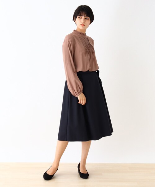 DRESKIP（ドレスキップ）の「◆チビハイフリルピンタック長袖ブラウス（シャツ/ブラウス・レディース・ライトブルー/ブラック/ナチュラル/ピンク系・02/03）」の10枚目の写真