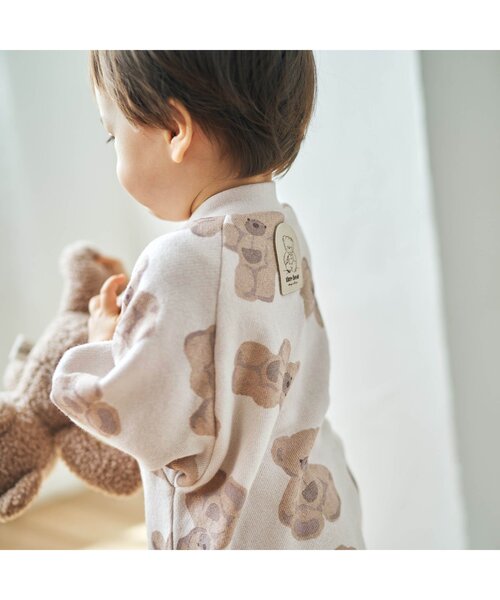 apres les cours（アプレレクール）の「tiny bear 総柄カバーオール（ロンパース・キッズ・アイボリー/ブラウン・80/70）」の4枚目の写真