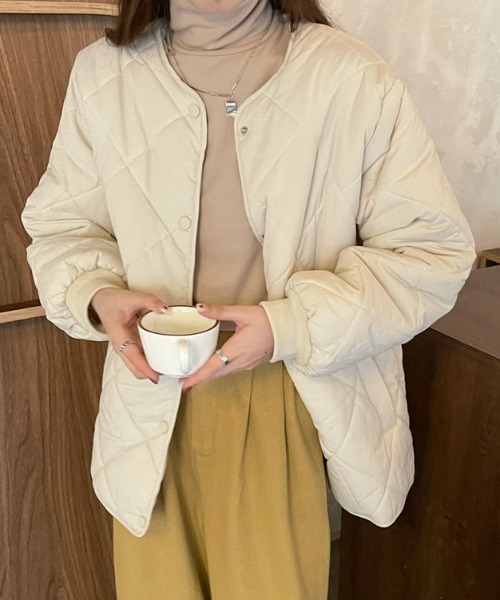 MANGROVE（マングローブ）の「ダイヤキルティングノーカラージャケット（ノーカラージャケット・レディース・ブラック/ブラウン/アイボリー・FREE）」の16枚目の写真