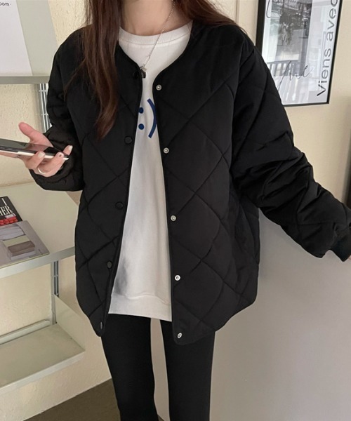 MANGROVE（マングローブ）の「ダイヤキルティングノーカラージャケット（ノーカラージャケット・レディース・ブラック/ブラウン/アイボリー・FREE）」の15枚目の写真