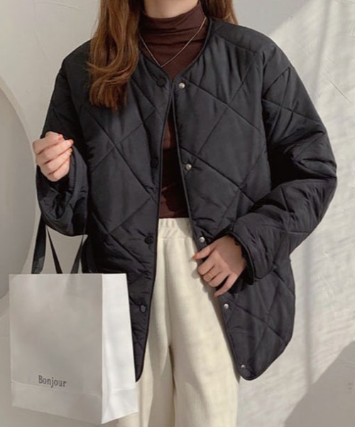 MANGROVE（マングローブ）の「ダイヤキルティングノーカラージャケット（ノーカラージャケット・レディース・ブラック/ブラウン/アイボリー・FREE）」の11枚目の写真